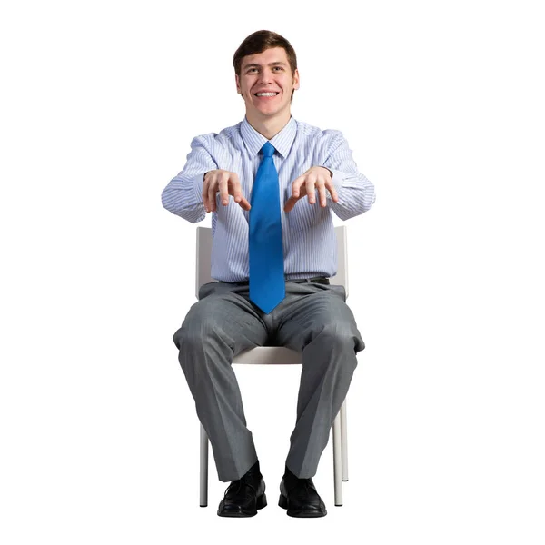 Obchodník sedí na židli — Stock fotografie
