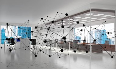 Etkili modern iş için ağ ve kablosuz bağlantı kavramı