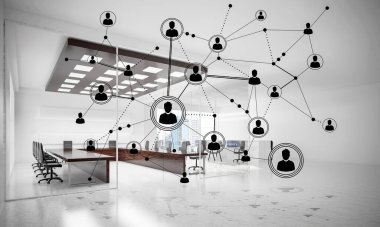 Etkili modern iş için ağ ve kablosuz bağlantı kavramı