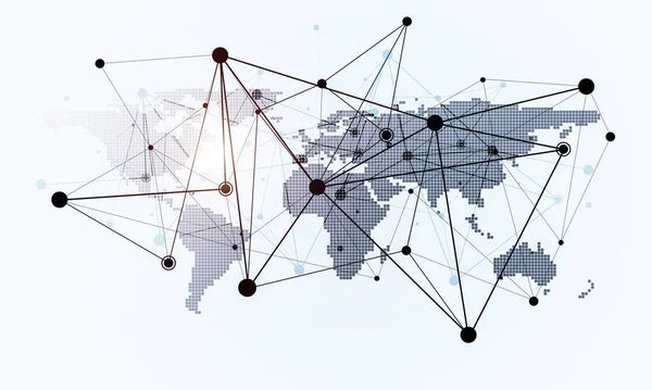Ağ oluşturma fikri olarak beyaz arkaplana çizgiler ve noktalar