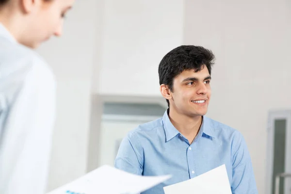 Portrait of a young man at a business meeting — Stock Photo, Image