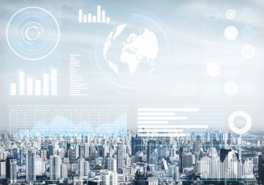 Şehir manzarasının arka planına ilişkin borsa verileri