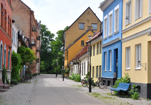 Case vechi colorate în Malmö, Suedia — Fotografie, imagine de stoc