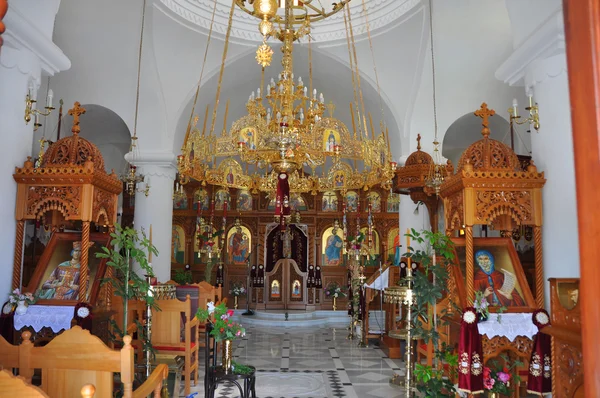 Interieur of greek orthodox church on greek island santorini — Stock Photo, Image