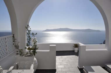 Yunan Adası santorini krateri Teras manzaralı lüks otel