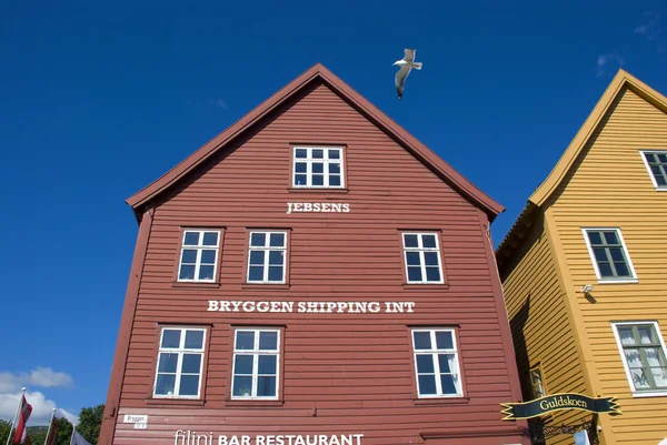 Casas de la liga hanseática en Bryggen, el hito de Bergen - Noruega — Foto de Stock