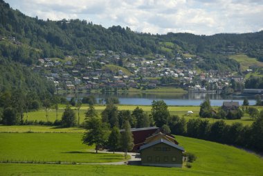 Landscape of norheimsund on hardangerfjord, norway clipart