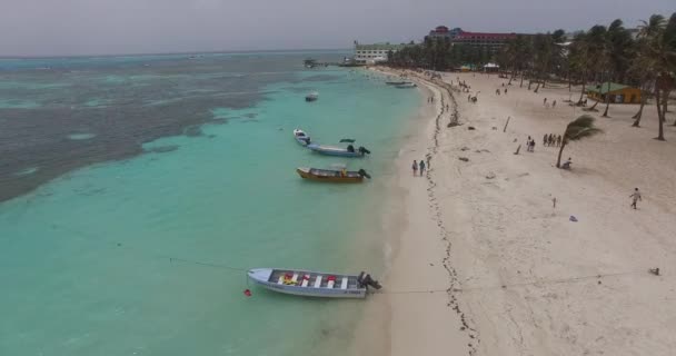 Uma Vista Aérea Ilha San Andres Sua Praia Principal Algumas — Vídeo de Stock