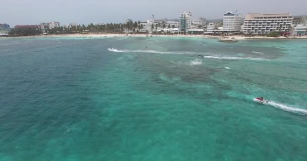 Una Vista Aerea Dell Isola San Andres Sua Spiaggia Principale — Video Stock
