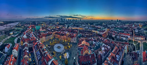 Krásný Panoramatický Bezpilotní Letoun Panoramatický Výhled Centrum Varšavy Mrakodrapy Varšavy — Stock fotografie