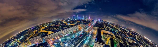 Constitution Square Plac Konstytucji View Center Night Warsaw Skyscrapers Background — Stock Photo, Image