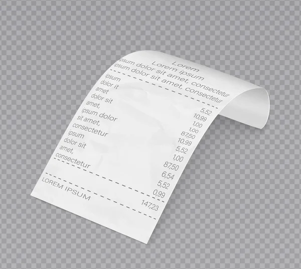 Receipt template invoice bill. Supermarket shop paper receipt. Bills for cash or credit card transaction. — Stock Vector