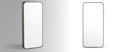 Telefon izole ekran çerçeve akıllı telefon modeli. Farklı melek görünümlü cep telefonu UI UX önizlemesi için iş modellemelerinin konsept dönüş pozisyonları. 