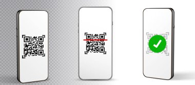 Cep telefonu QR kodu. Ödeme için akıllı telefon ekranında QR kod tarayıcısı olan dijital akıllı telefon, online ödeme, barkod teknolojisi geçmişi taraması. Mobil bankacılık. Tarama kodu için cep telefonu uygulaması.