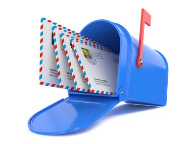 Blue Mailbox with Mails clipart
