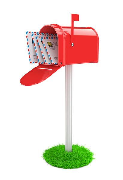 Red Mailbox with Mails
