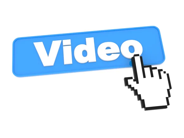 Video Button and Hand Cursor. — Stock Photo, Image