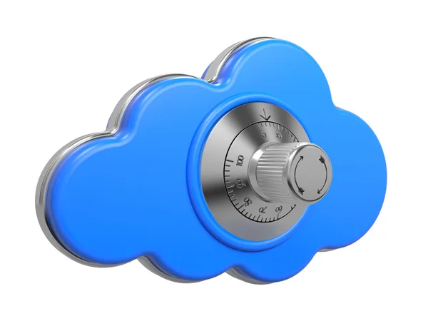 Cloud con Safe Lock. Concetto sicuro. 3D — Foto Stock