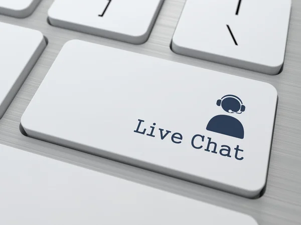 Live chat κουμπί στο πληκτρολόγιο του υπολογιστή σύγχρονη. — Φωτογραφία Αρχείου