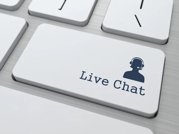 Live chat knop op moderne computertoetsenbord. — Stockfoto