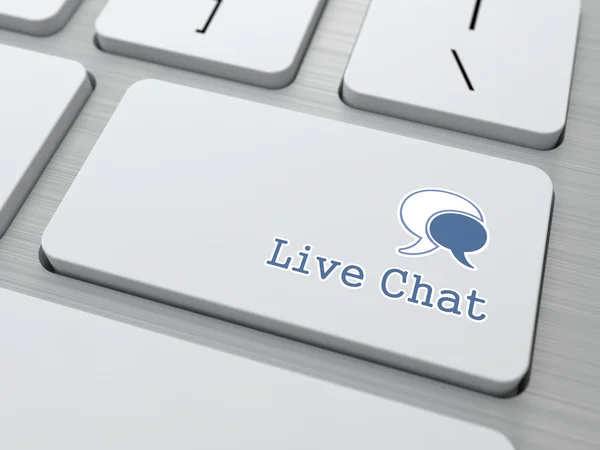 Live chat knop op moderne computertoetsenbord. — Stockfoto