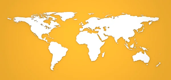 3D-wereldkaart op oranje achtergrond. — Stockfoto