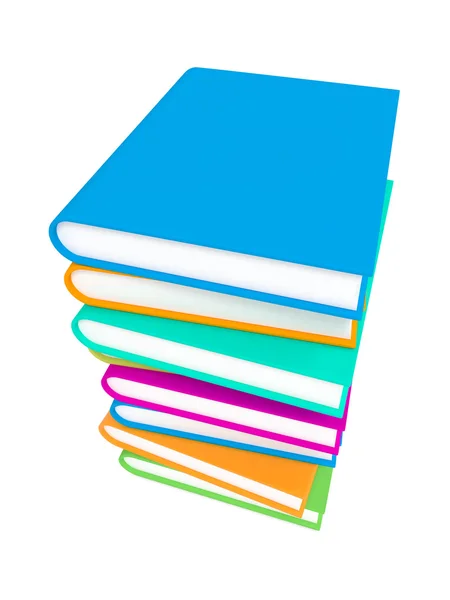 Stack av färgglada böcker på vit bakgrund. — Stockfoto