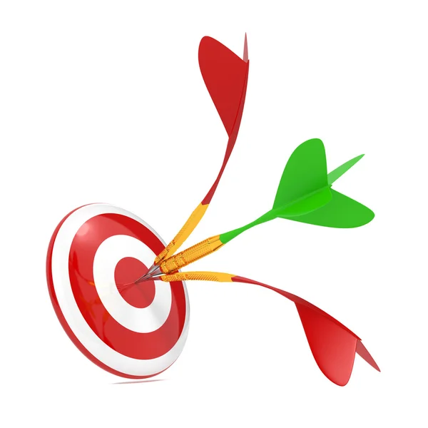 Dart Hitting a Target, Isolated On White. — Stock Photo, Image