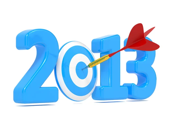 Следующий Новый год с голубой мишенью и красным дротиком . — стоковое фото