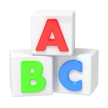 beyaz zemin üzerinde ABC yapı taşları.