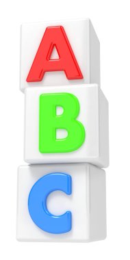 beyaz zemin üzerinde ABC yapı taşları.