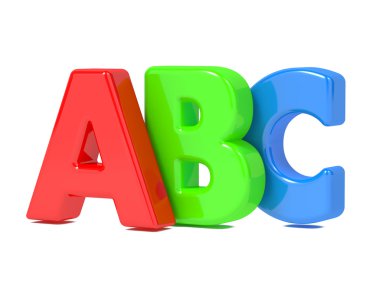 abc harfleri üzerinde beyaz izole.