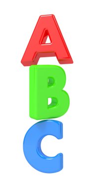 abc harfleri üzerinde beyaz izole.