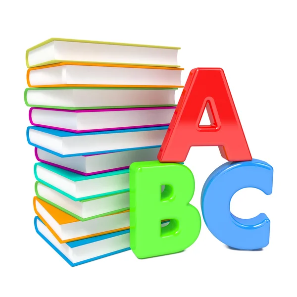 Lettres ABC avec groupe de livres . — Photo