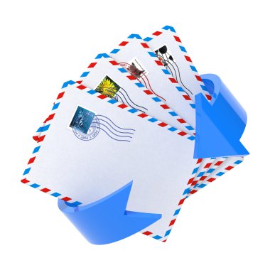 beyaz üzerine kırmızı ok ile e-posta simgesi.