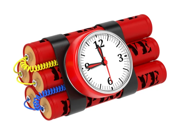 Dynamit bomb med klocka timer. — Stockfoto