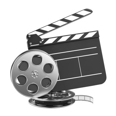 film ile fıçı tahtası ve film makarası.