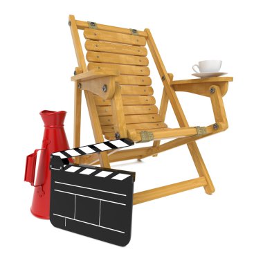 Director's Chair with Clap Board and Megaphone. clipart