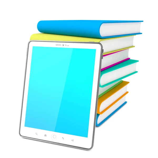 Tablet PC com livros. Conceito de Educação — Fotografia de Stock