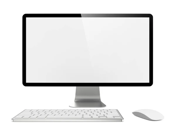 Monitor de ordenador con ratón y teclado . — Foto de Stock