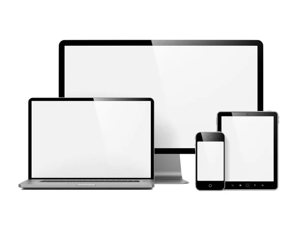 Appareils électroniques modernes isolés sur blanc . — Photo