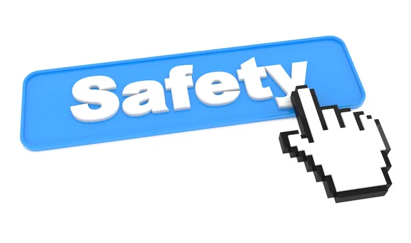Safety Button with Cursor on White. — Stock Photo, Image