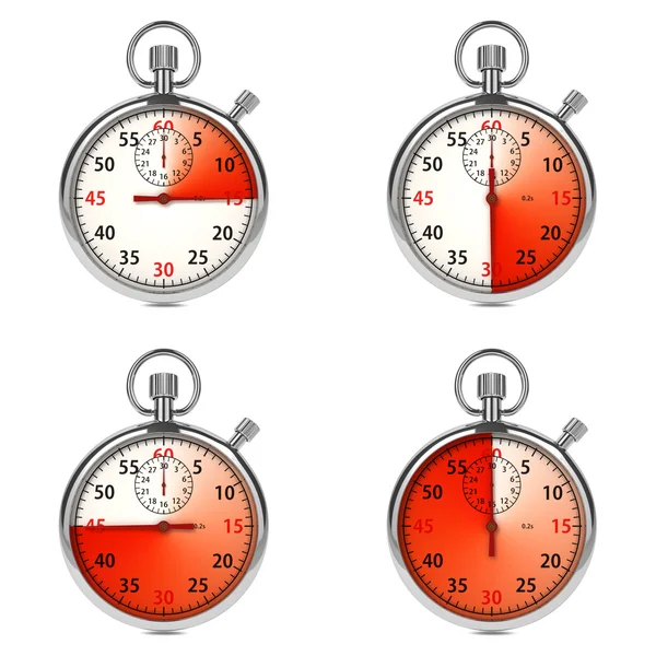 Stopwatch - Red Timers. Set on White. — Stock Photo, Image