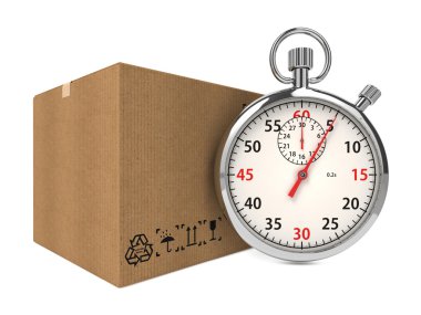 Stopwatch Over a Carton Boxes.