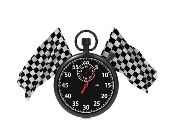 Checkered flag with Stopwatch. — Stock Photo, Image