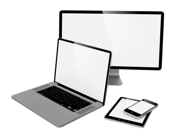 Computer, laptop en telefoon. — Stockfoto