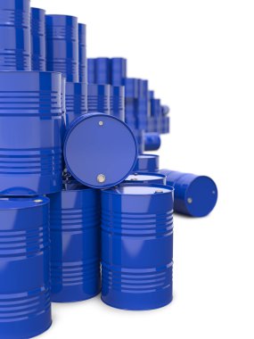 Heap of Blue Metal Oil Barrels. clipart