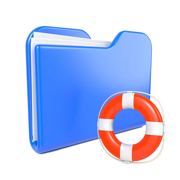 Blue Folder with Lifebuoy. — Stock Photo, Image