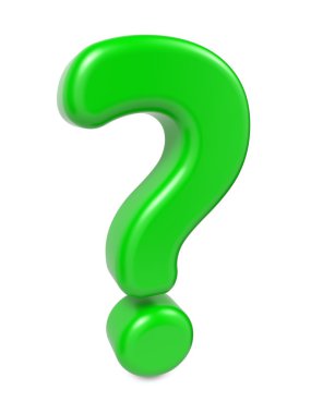 yeşil soru işareti, üzerinde beyaz izole.