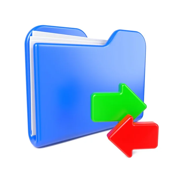 Blue Folder with Green and Red Arrow. — Stock Photo, Image